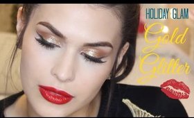 Gold Glitter and Red Lips - Holiday Party Makeup Tutorial