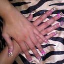 Leopard Print w acrylic bows, rhinestones and pearl accents 