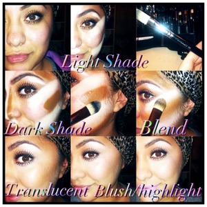 Follow me on instagram for more photos
@makeupbyriz

Another quick photo of the way I do contouring and highlight. Use the lightest and darkest shade of your skin tone color and apply where you would regularly add your contour and highlight. Blend Blend Blend! Seal it with a translucent powder and add some blush and Baby you'll have a flawless face:) I will be posting more detailed pictures soon. Don't forget to follow me on instagram @makeupbyriz. 