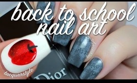 Back to School Nails: Vintage Newspaper & Apple Nail Art Tutorial | lacquerstyle