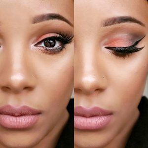 A spring forward, Soft peachy smokey eye, using olive green instead of brown or black
