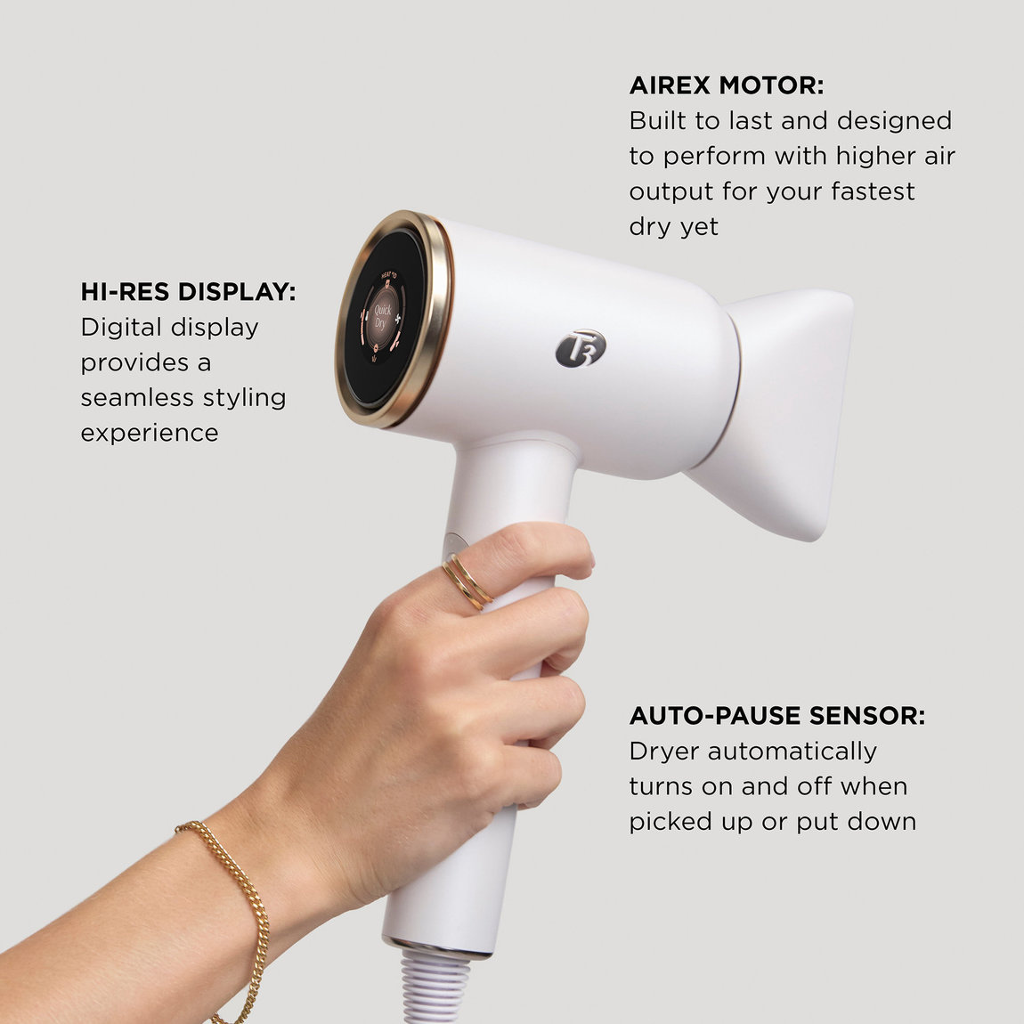 T3 Aire IQ Intelligent Hair Dryer Clay White | Beautylish