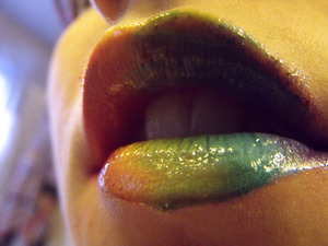 This was a rainbow lips look I did. :]