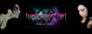 Harlequin' Girl is like Alice* with "Dr Martens" and smocky eyes...
Her Passion? Make-Up...
You'll discover it very quickly, she'll make you overwhelmed by all kind of colour!
Let her get you intoxicated with pigments, stuff… and join her in her universe, to live the most beautifull "Make-Up Experience" owing to her crazy imagination...