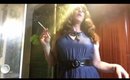 Smoking Diva in a Silky Blue Dress