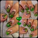  St. Patrick's Day Nail Art | Abstract Green and Gold Shamrock French  