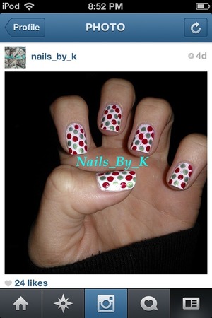 I got the idea from Pintrest! Christmas nails!  This was taken off of my Instagram nails_by_k