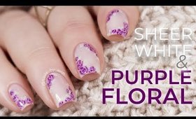 Sheer White and Purple Rose Nails | NailsByErin