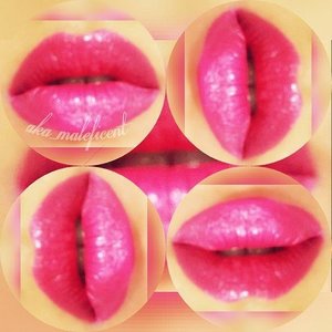 Bright pink, glossy lips