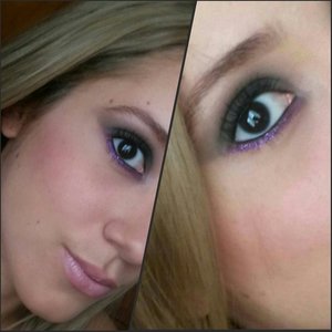 smokey eye with purple glitter 