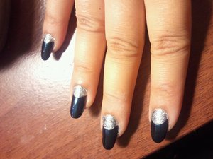 Half Moon Navy Blue and Silver Glitter