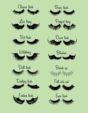 A naming dictionary for different types of eyelashes
