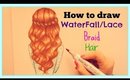 ❤ How to draw and color WaterFall/Lace Braid Hair ❤