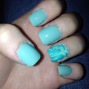 Blue water marble nails