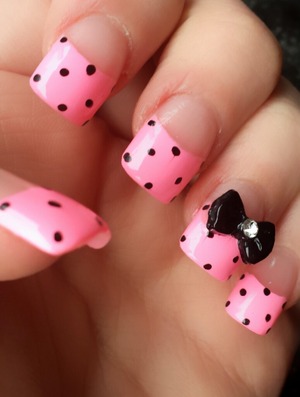pink base with black polka dot tips :)