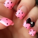 pink and black polka dot with bow *