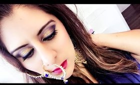 Vibrant Make Up | Royal Blue | Saree | Jewellery | Indian Wedding | Tutorial