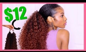 DIY $12 DRAWSTRING CROCHET PONYTAIL FOR NATURAL HAIR w/ BRAIDING HAIR