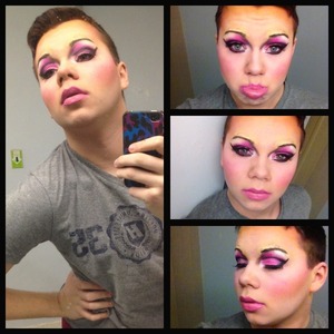 Pink and purple drag look. 