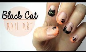 Nail Art for Halloween: Black Cat Design!