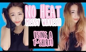 No Heat Messy Waves Using a T-Shirt | The Wonderful World of Wengie