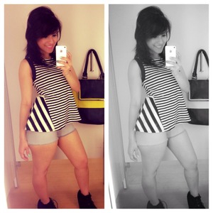 Stripes top! Short! Booties! 
@nifDeLeon 👈follow me on Twitter and Instagram!