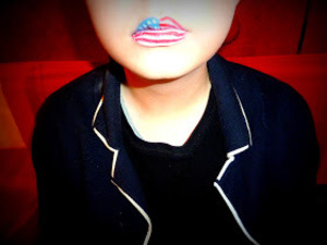 Inspired by the USA flag, using kryolan products lipstick and aqua colour.