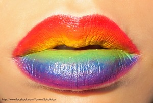 have never really tried lip art so i thought i'd give it a go with this rainbow (: 