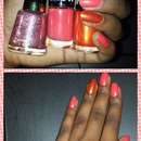Coral and Orange Nails