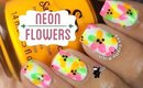 Neon Flower Nail Art by The Crafty Ninja