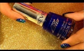 Peacock Inspired Super Glitter Nails