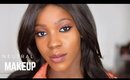 Brown neutral makeup for black women | glowy dark skin makeup tutorial