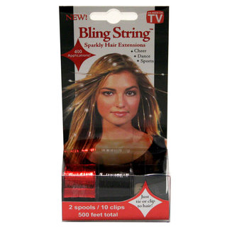 Bling String 500' Hair Tinsel with Clips - Black/Red