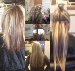 Before and After!! EXTENSIONS, Hair color. and Highlights BY Christy Farabaugh