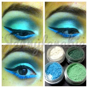 Used peacock , heaven , mint and diamond from smashmineraleyeshadow.com 