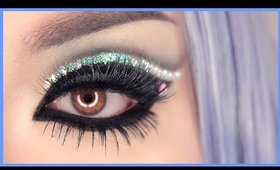 Glitter Cut Crease Makeup WITH Rhinestones! .•♥