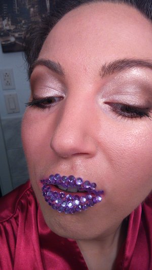 With pink lavender crystal lips 