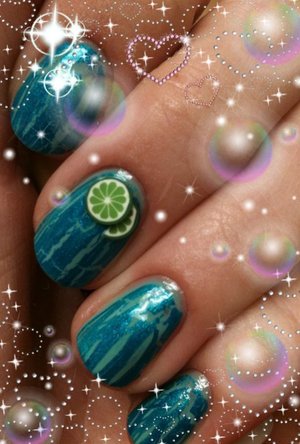 Lime Crackle Nails