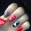 Christmas holiday red black reindeer nails