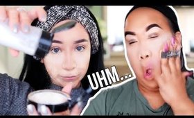 I TRIED FOLLOWING A PATRICKSTARRR MAKEUP TUTORIAL! | Full Coverage Glam