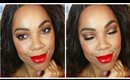 Soft Gold Cut crease & Red Lips || Holiday Makeup