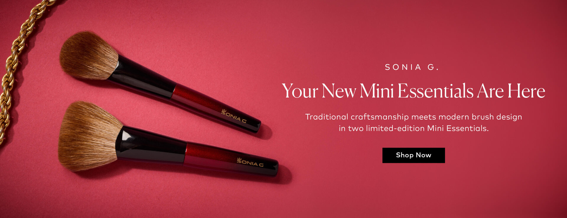 Introducing the Sonia G. Mini Essentials Blush & Sculpt and Arched Buffer, thoughtfully crafted with flexible saikoho goat bristles for a lightweight, diffused finish. Pick your new favorite—or better yet, get both with the Mini Essentials Special Edition No. 3 Duo here at Beautylish.com