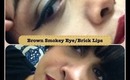 Fall makeup tutorial/get ready with me--BROWN SMOKEY EYE&BRICK LIPSTICK