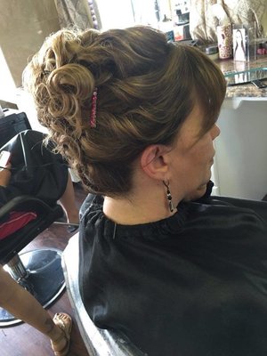 Up do highlights low lights and hair cut by Christy Farabaugh 