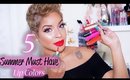 My 5 Go To SUMMER Lip Colors + SWATCHES | BeautybyLee