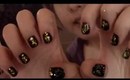 Hungry games inspired nail Tutorial (Lumber and Textiles):- sparkly night lights
