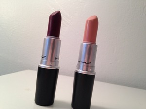 Mac lipsticks in rebel and creme d' nude