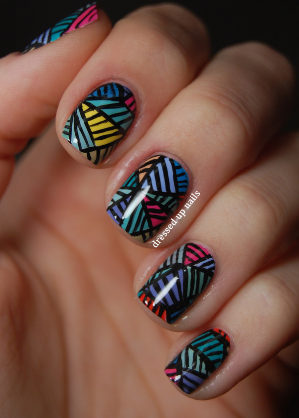 Freehand geometric nails | Whitney S.'s (dressedupnails) Photo | Beautylish
