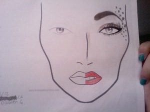 So I did half of a face chart inspired by Kat Von D. This is actually my first ever face chart, I'm quite proud of it :) 