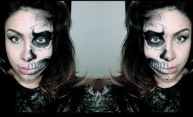 Half Human Half Skull Face HALLOWEEN Makeup Tutorial